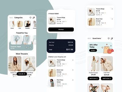 E-commerce Mob UI app buy clothes design logo minimal modern order shop shopping ui ux wishlist woman