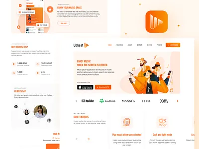 Upbeat app landing page landing page music music app uidesign