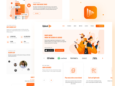 Upbeat app landing page landing page music music app uidesign