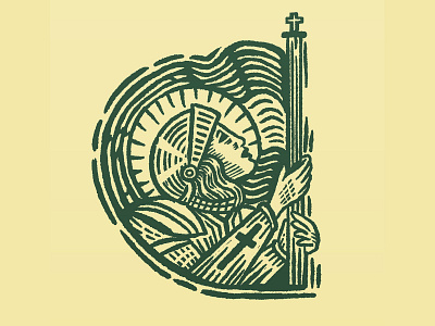 Joan of Arc 1 color illustration retro retro supply co woodcut