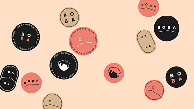 BOBA Bubble Tea & Food - Stickers branding bubble bubble tea coffee cup graphic illustration logo milk palette sticker sticker design tea