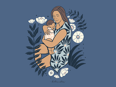 Anna y Hazel art baby design drawing family family portrait flowers graphic design illustration illustration design illustration digital mama motherhood nature pattern procreate app