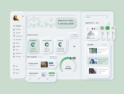 Property Dashboard UI Design dashboad dashboard ui design neumorphism skeumorphism ui ux vector websites