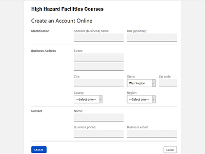 Create an Account form layout signup ui