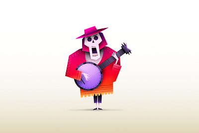 💀 🎸 affinity designer airbrush banjo day of the dead design gradient illustration mexico skeleton skull