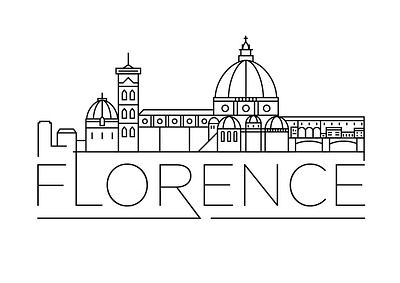 Florence Minimal Skyline building cathedral city design flat florence icon illustration italy line linear minimal san marco vector