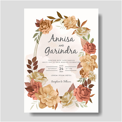 Beautiful autumn floral frame wedding invitation card template abstract art banner card design floral flower frame illustration letter nature old paper passport postage spring stamp text vintage white