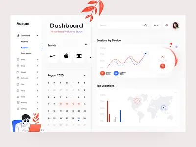 Vuesax Dashboard adobe xd calendar clean components dashboard design desktop framework github illustration interface minimal ui design uiux user interface ux vue vuejs