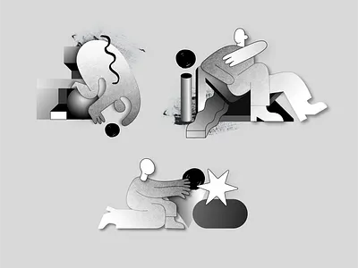 _Playing w/ shapes_Illustrations app branding brush design geometic geometry gradient illustration illustrations minimal mixed media monochrome noise product design shapes simple design startup technology ui web