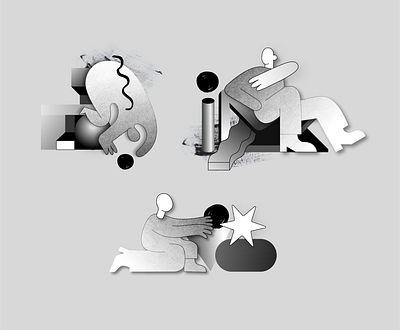 _Playing w/ shapes_Illustrations app branding brush design geometic geometry gradient illustration illustrations minimal mixed media monochrome noise product design shapes simple design startup technology ui web