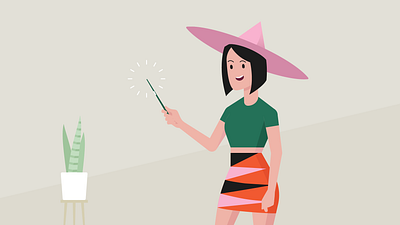 Cute Witch after effects character houseplant illustration illustrator magic magic wand summer vector witch work in progress