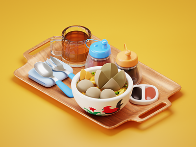 Bakso - Indonesian Most Iconic Meat Ball 3d 3d illustration bakso blender cartoony cute cycles dish eat eevee food funny icon illustration indonesia meat meat ball render stylized