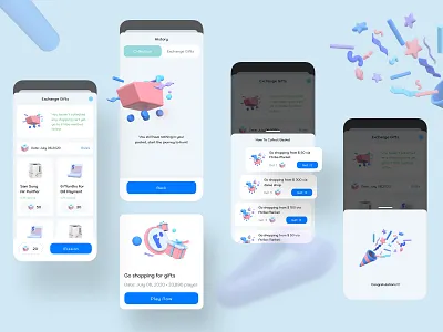 Play Game and Change Gift eWallet App 3d banking digital wallet ewallet finance game gift mobile app design payment shopping ui design ux design wallet