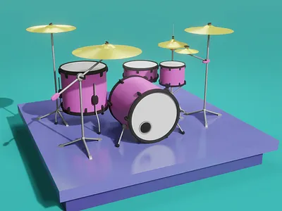 Pink drums 3d 3d art blender blender3dart drums illustraion