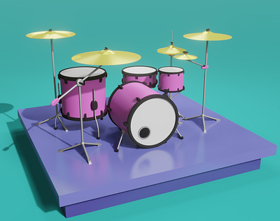 Pink drums 3d 3d art blender blender3dart drums illustraion