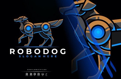 Modern Mecha Robotic Dog Logo Design Template design gaming gaming logo graphic design illustration logo logo design mecha vector