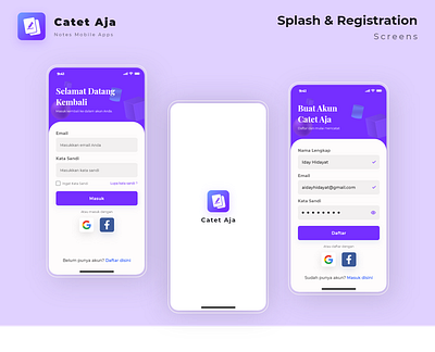 Catet Aja | Notes Mobile App Exploration 2 app design clean ui design login mobile notes notes app register soft ui splash screen to do list ui ui design uiux ux ux design