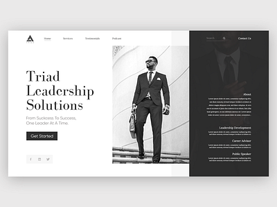 Triad Leadership Solution Website Redesign Mockup adobe adobe photoshop adobexd blackandwhite consultancy layout layoutdesign minimal solution ui uiux whitespace