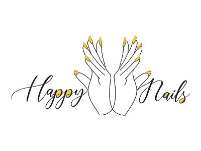 Happy Nails black and yellow black and yellow logo design hands logodesign nails vector yellow yellow logo