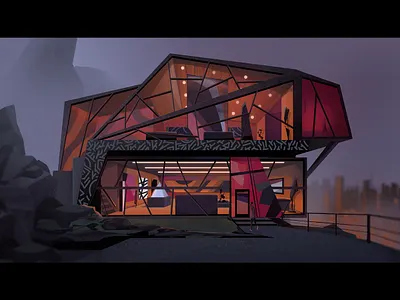 Art Galery art city design galery illustration mountain night photoshop