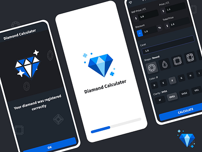 Diamonds - Price calculator App app concept b2b b2c calculator diamond diamond app diamond price diamond ring diamonds value jewelry online rough diamond saas app shape ui uiux weight scale