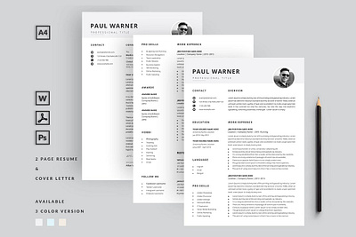 Elegant Resume/CV with Cover Letter clean resume creative resume curriculum vitae cv template elegant font modern modern resume professional resume resume template template