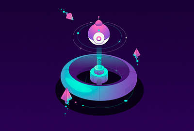 Isometric space station android app character cosmos design gradient grid isometric isometry izometric key little lock login minimal plane robot space spaceship vector