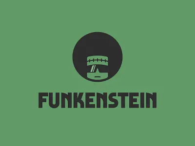 Funkenstein 70s afro frankenstein funk funky hair illustration logo logo design minimal monster retro retro logo sunglasses texture typography vintage vintage logo