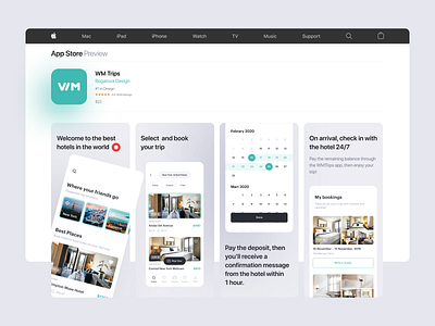 App Store Screens app store icon app store screens booking calendar calendar app hotel app hotels ios onboarding preview stories
