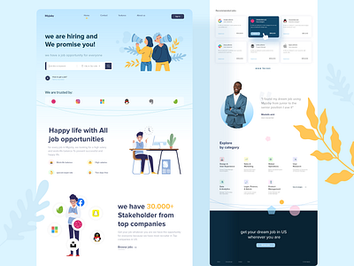 Job Finder / Hiring Landing Page career clean daily ui dailyui design graphic illustration interaction interface job job portal landing landingpage layout minimal portal structure ui ux website