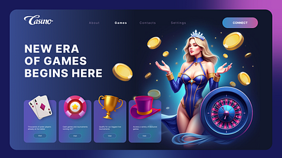 Web 2d blender casino figma gambling igaming landing slots ui uiartist web