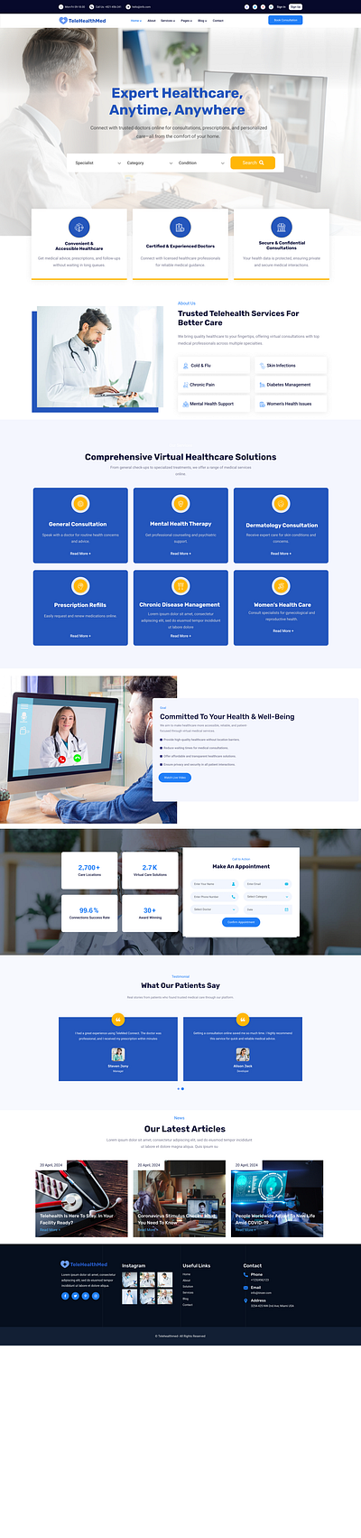 Telehealth Landing Page Website Design health landing page telehealth web design