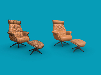 ArmChair-Footrest 3d 3d art armchair chair cinema4d design furniture furniture design low lowpoly lowpoly3d maya render sketchfab substance painter zbrush