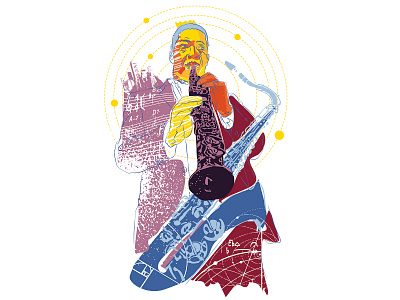 Coltrane's jazz galaxy jazz music vector illustration vinyl record