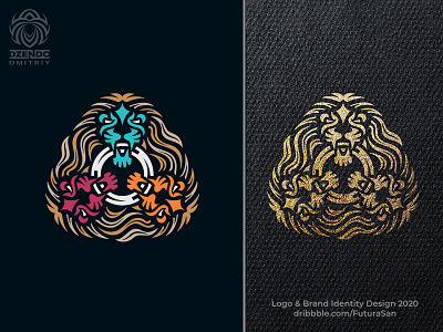 Three Heads Of A Lion Logo animal beautiful brand branding buy logo design head identity lion logo predator triple