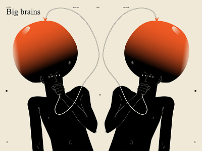 Big brains abstract balloon big brain brain composition conceptual illustration illustration laconic lines man minimal poster poster art