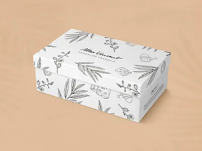 Max Vincent botanical box flowers illustration made in france nature packaging pattern shoes sketches