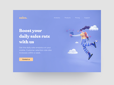 Saleo: A Marketing Tool Landing Page Concept app branding design digital illustration digitalmarketing flat icon illustration landing page mailchimp marketing minimal sales smm ui uidesign ux uxdesign vector