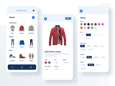 Closet App Exploration app closet cloths design ios ui uiux uiuxdesign ux