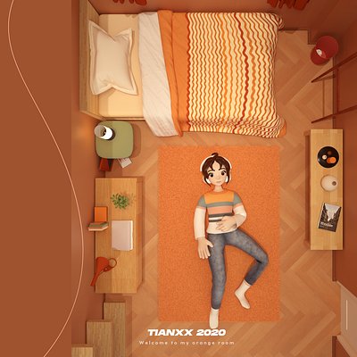 Orange room c4d characterdesign color