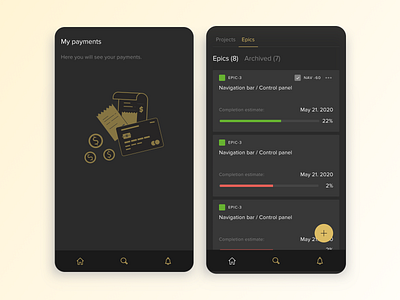 Mobile Project Manager app application applications branding clean crm dark mode mobile ui ux