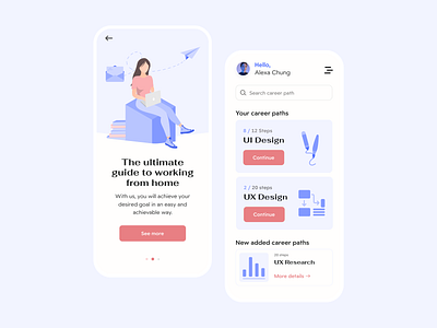 Application for career development app design illustration mobile onboarding steps ui ux