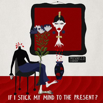 Will I stop living in the past if I stick my mind to the present girl illustrator ilustration red