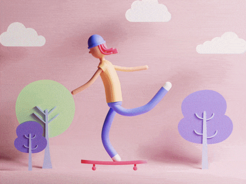 Skater Boi 3d 3d art blender character cinema4d dribbble gif modeling render shot skate