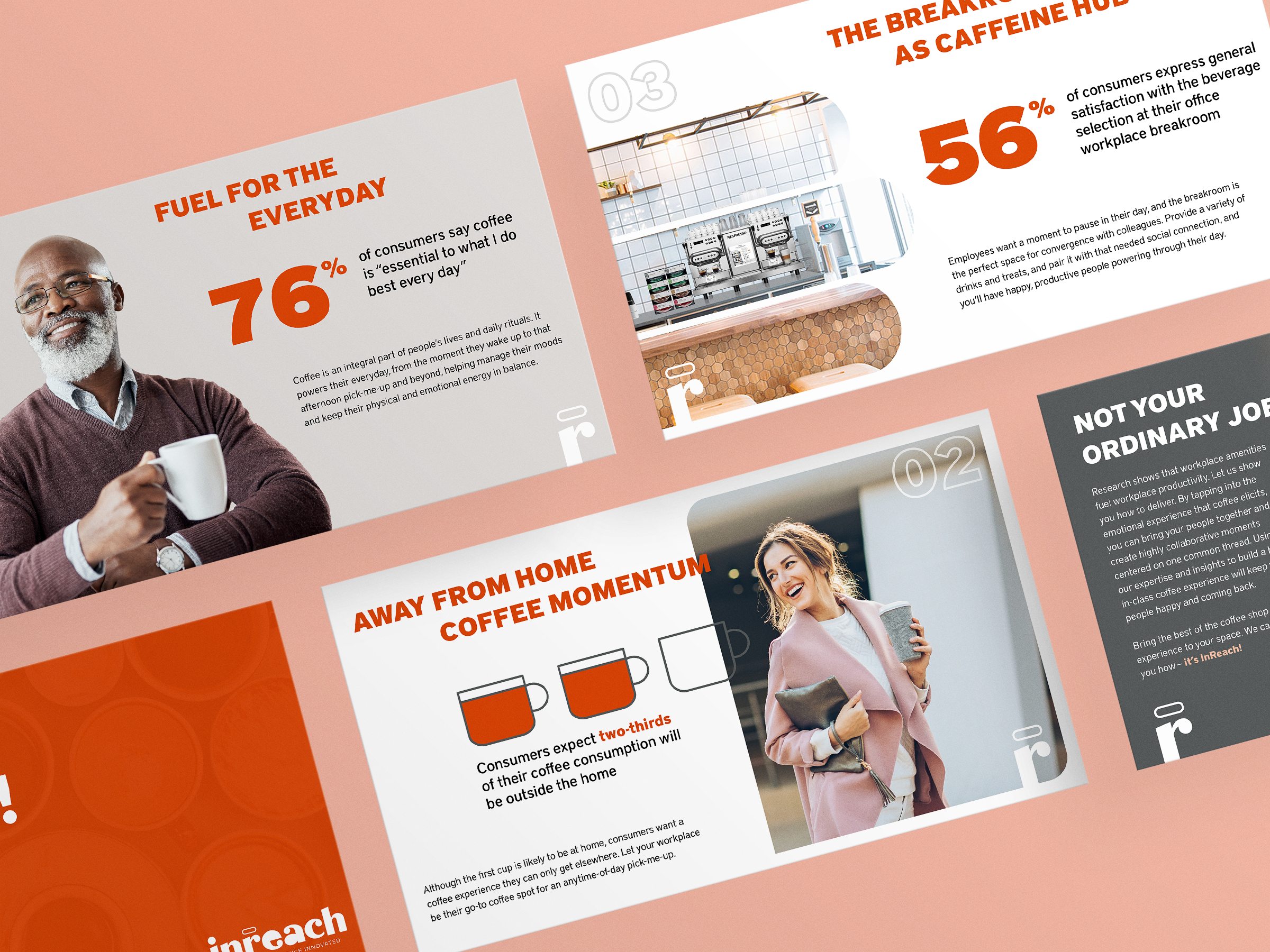 InReach Coffee Insights Report branding clean coffee deck design keynote layout orange pitch pitch deck powerpoint presentation report slide typography unique whitespace