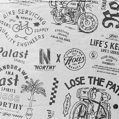 Northy X HOUS badge design badges branding handdrawn illustration old t shirt design vector vintage vintage badge vintage design