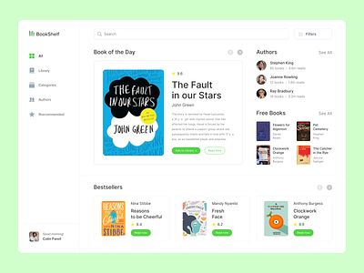 Book Store app book design desktop interface library popular read service store top ui ux