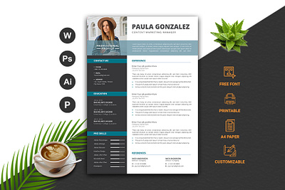 Professional, Minimal & Modern Resume Template cv cv design cv resume template cv template cv template word design illustration resume resume cv resume design resume template