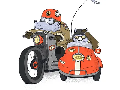 Wolf Biker anthropomorphic character graphic illustration illustration art illustrator