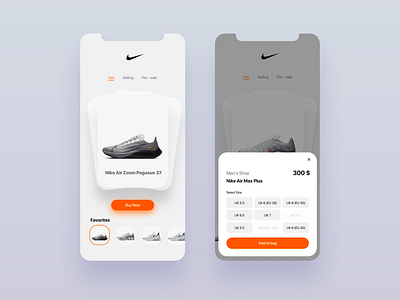 Nike Ui Concept Flip Card board flip ios iphone mobile nike ui ux web